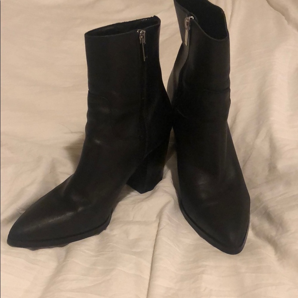 Marc Fisher Leather Black Booties size 7